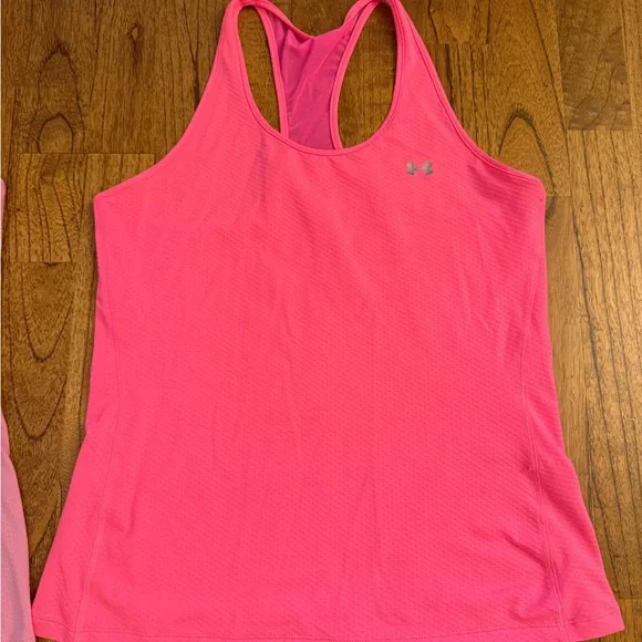 Lot of 2 Under Armour Racerback Tanks – Women’s Medium – Pink Mesh Back - Picture 2 of 4